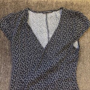 Navy and White Brandy Melville Wrap Dress